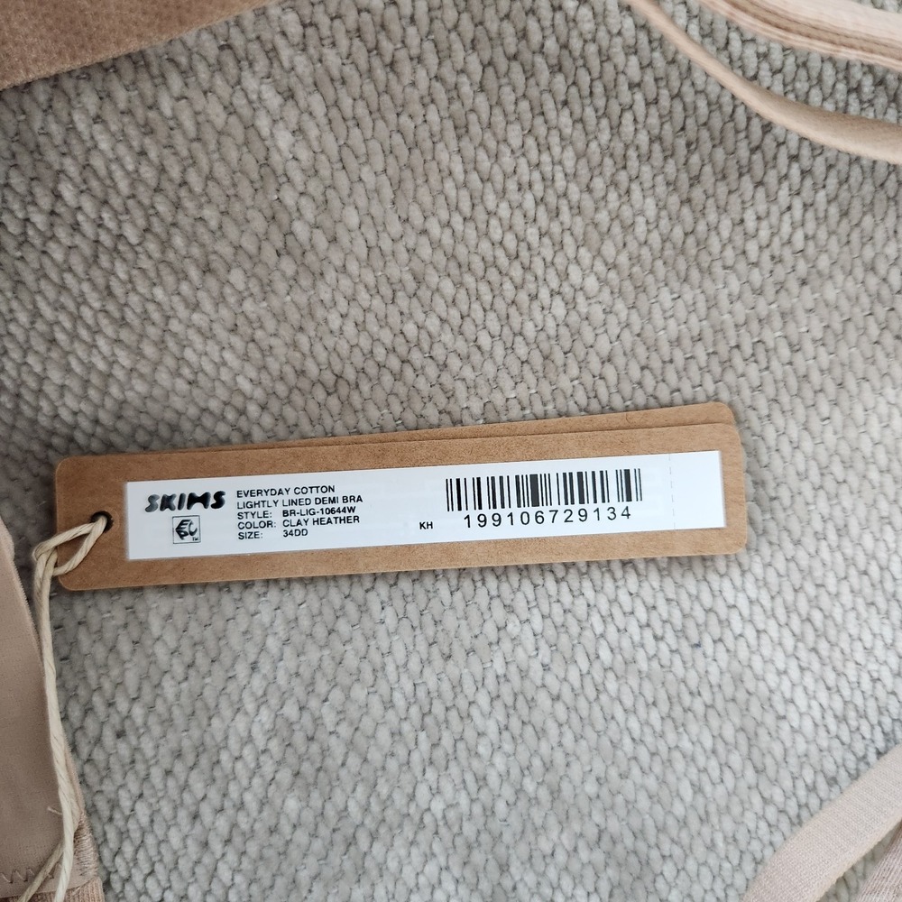 Skims 34DD Clay Heather Everyday Cotton Lightly Lined Demi Bra NWT - Picture 6 of 7